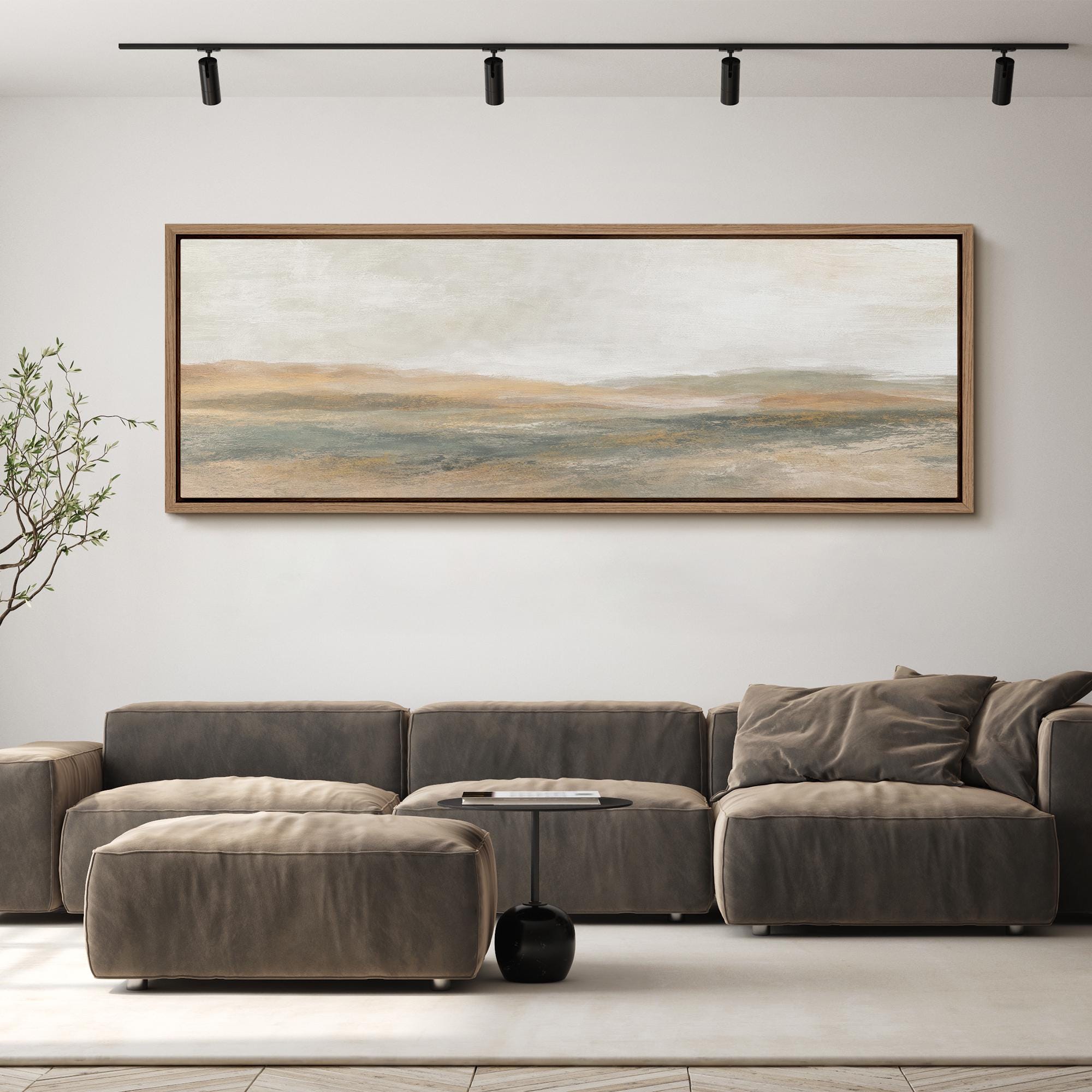 Abstract Neutral Landscape Wall Art, Large Framed Soft Earth Tone ...