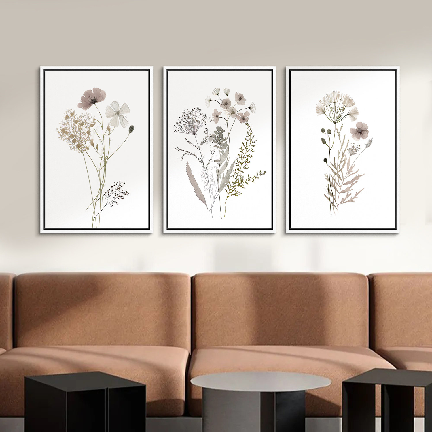 Framed Canvas Wall Art Prints Set of 3 Wildflower Botanical Floral ...