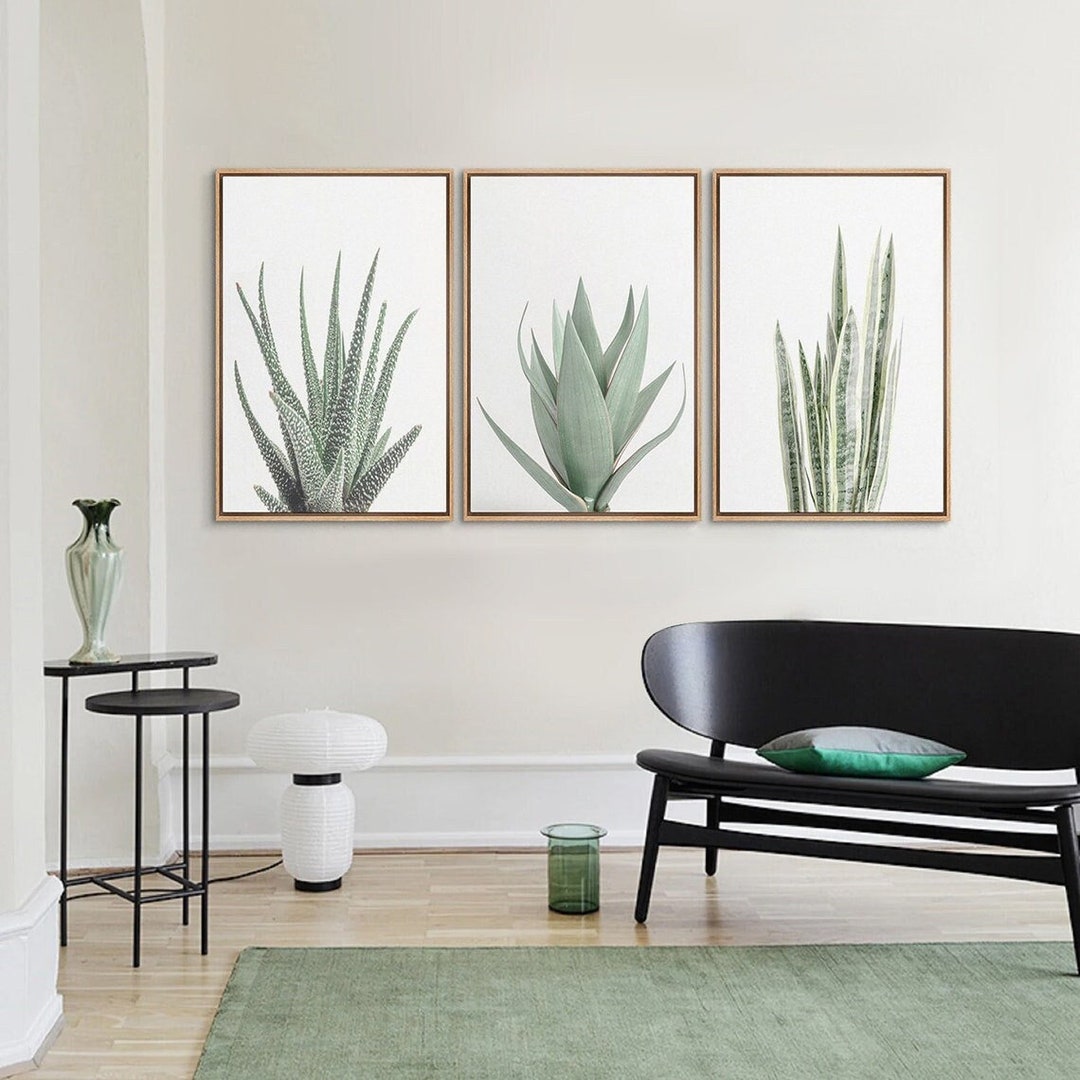 Set of 3 Green Flowers Wall Art main image 0