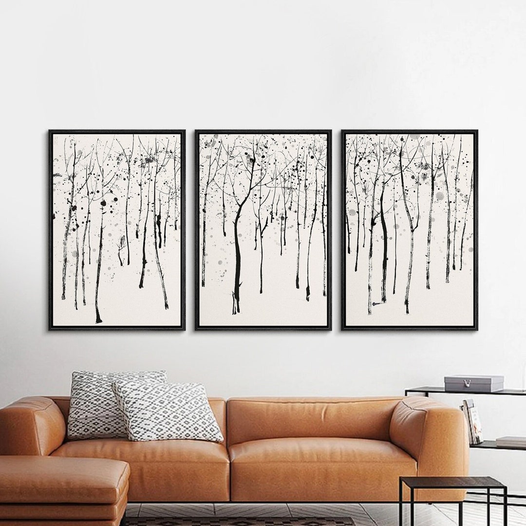 Set of 3 Tree Wall Art Flower Print Wall Art Floral Etsy