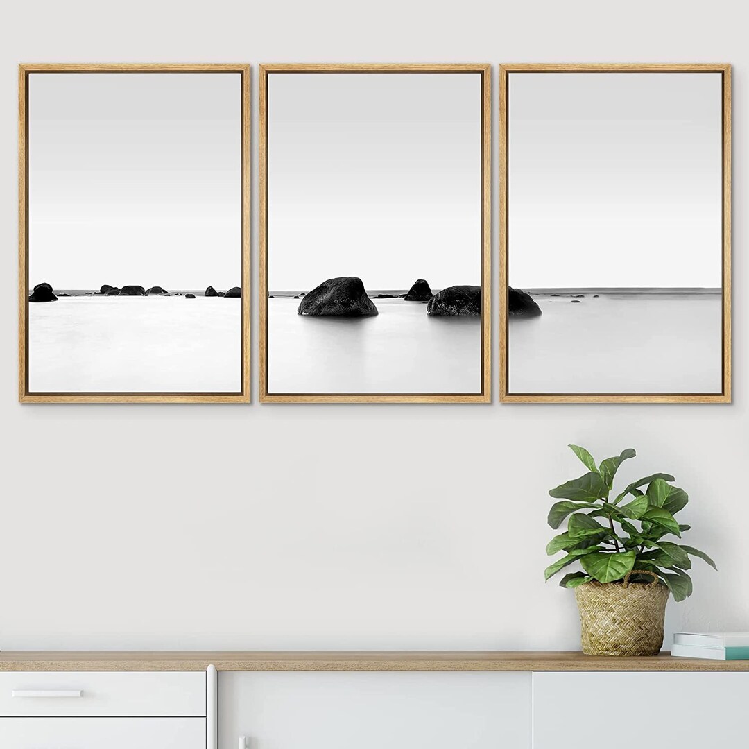 3 Piece Framed Canvas Wall Art Set Black and White Art - Etsy