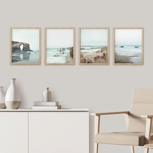 Set of 4 Framed Prints Wall Art Set, Ocean Beach Landscape Art Prints, Nature Photography Prints, Minimalist Modern Art, Coastal Home Decor