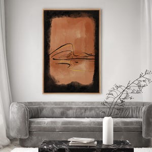 Framed Canvas Wall Art Print Black Orange Abstract Painting Prints Minimalist Modern Wall Art Living Room Contemporary Decor