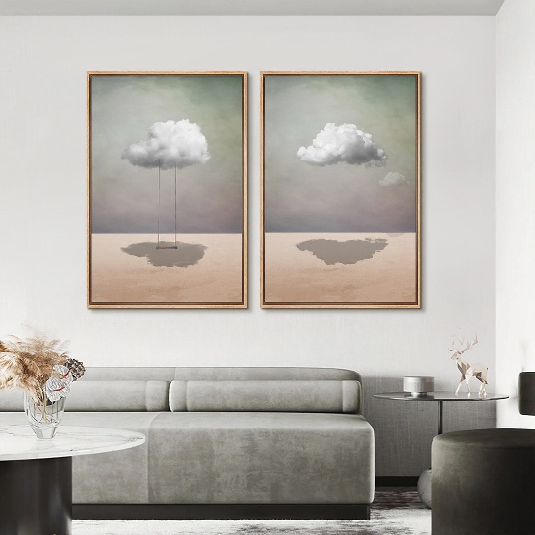 Framed Canvas Wall Art Set of 2, Desert Sky Cloud Art Prints ...