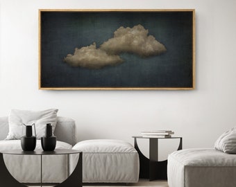 Large Wall Art, Cloud Art Print, Horizontal Art Prints, Vintage Cloud Art Print, Oversized Panoramic Cloud Photography Art Decor