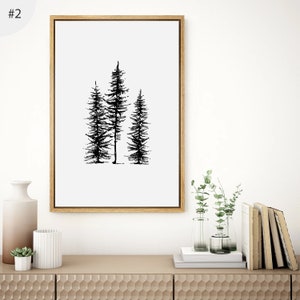 3 Piece Framed Canvas Wall Art Set, Black and White Pine Tree Prints ...