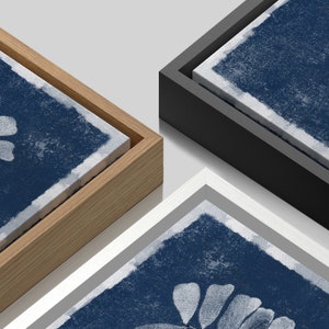 3 Piece Framed Canvas Wall Art Set Navy Blue Tropical Leaves Coastal ...