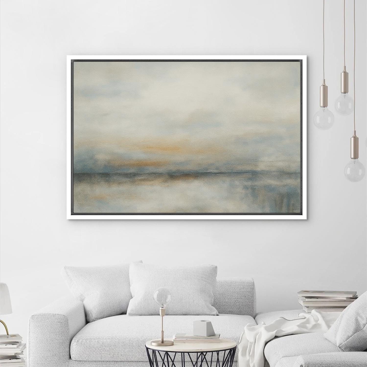 Minimalist Landscape Wall Art - Framed Abstract Horizon Canvas Print ...