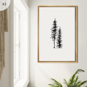 3 Piece Framed Canvas Wall Art Set, Black and White Pine Tree Prints ...