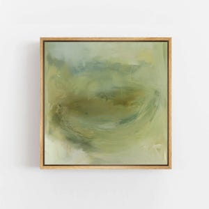 Sage & Olive Green Abstract Wall Art - Framed Modern Minimalist Canvas Print, Neutral Earth Tone Painting, Contemporary Living Room Decor