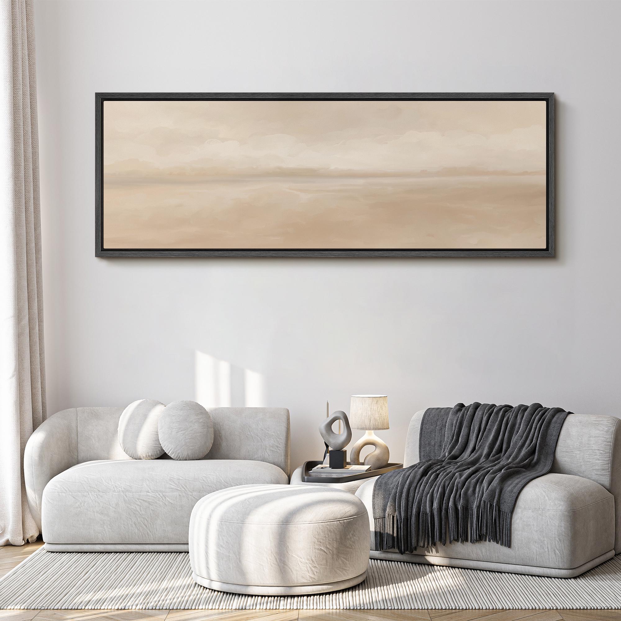 Neutral Beige Horizon Wall Art - Large Framed Minimalist Abstract ...