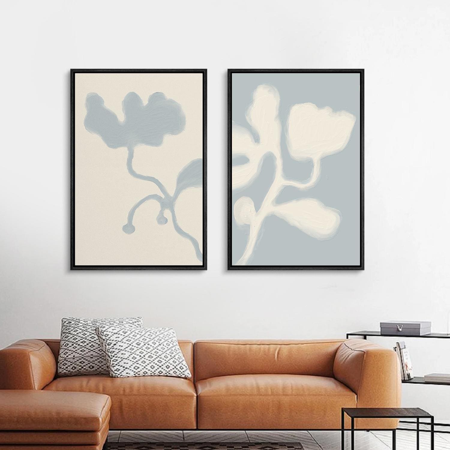 Framed Canvas Wall Art Set of 2 Minimalist Abstract Botanical Art ...
