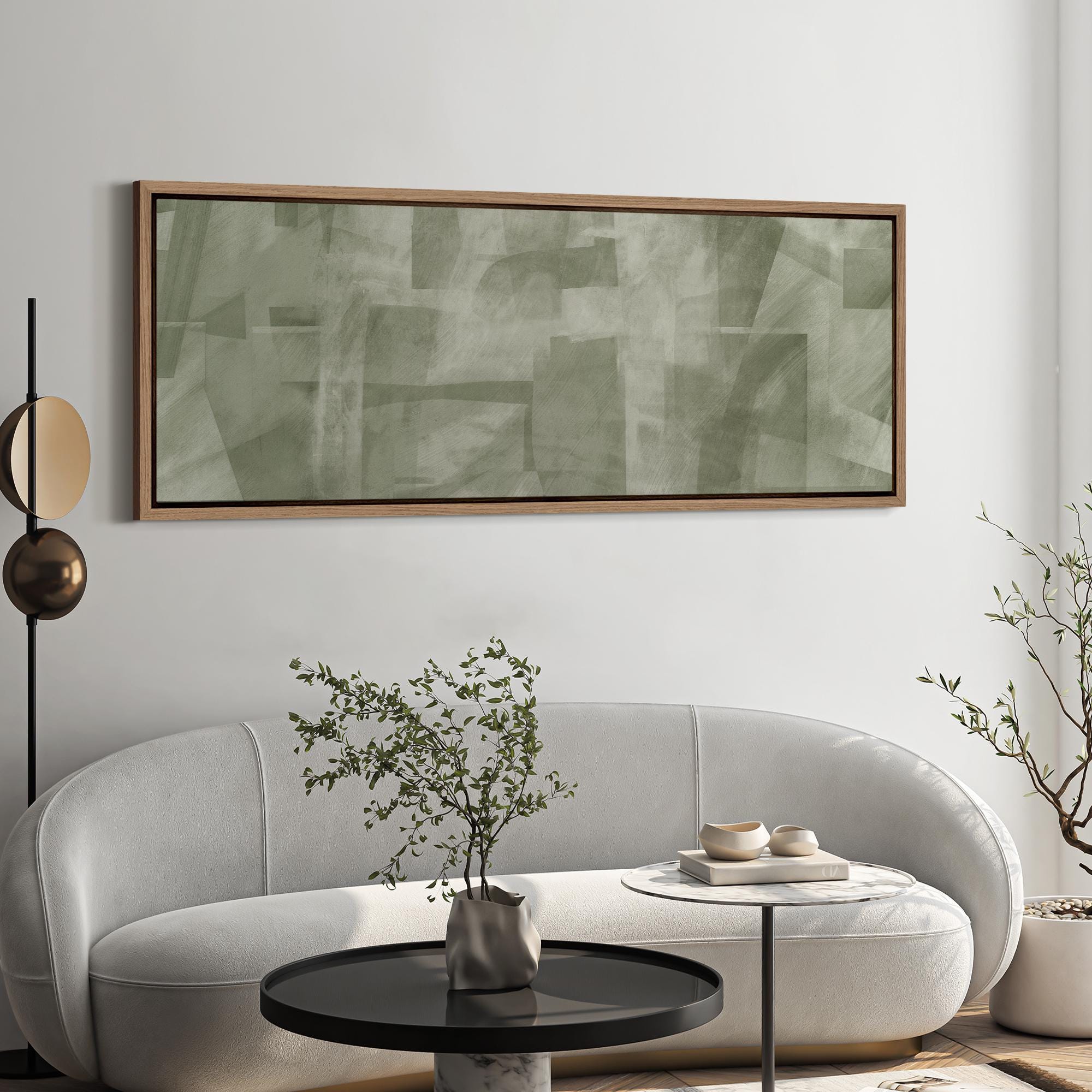 Abstract Green Wall Art, Large Framed Minimalist Modern Geometric ...