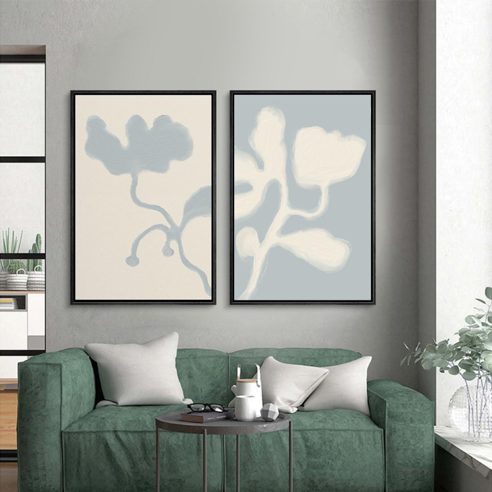 Framed Canvas Wall Art Set of 2 Minimalist Abstract Botanical Art ...