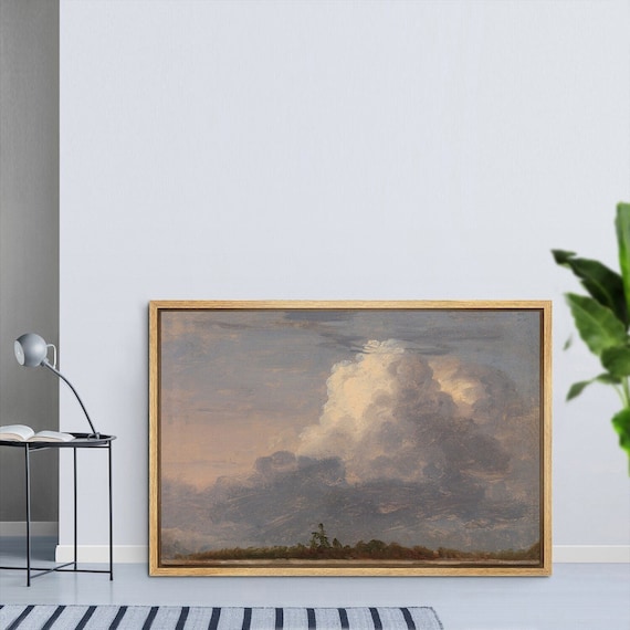 Framed Canvas Wall Art, Cloud Wall Art Print, Country Landscape Print, Minimalist Vintage Art Print, Modern Farmhouse Wall Decor