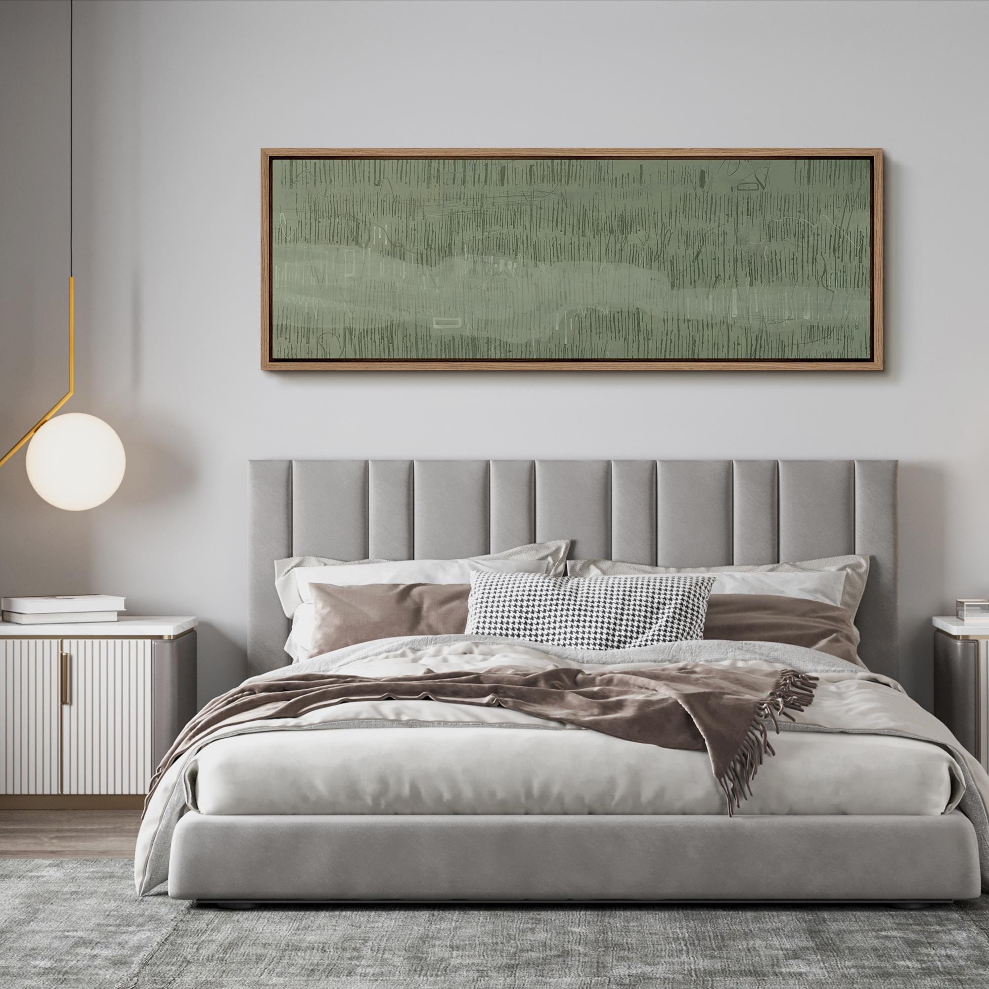 Sage Green Abstract Wall Art - Large Framed Minimalist Canvas Print ...