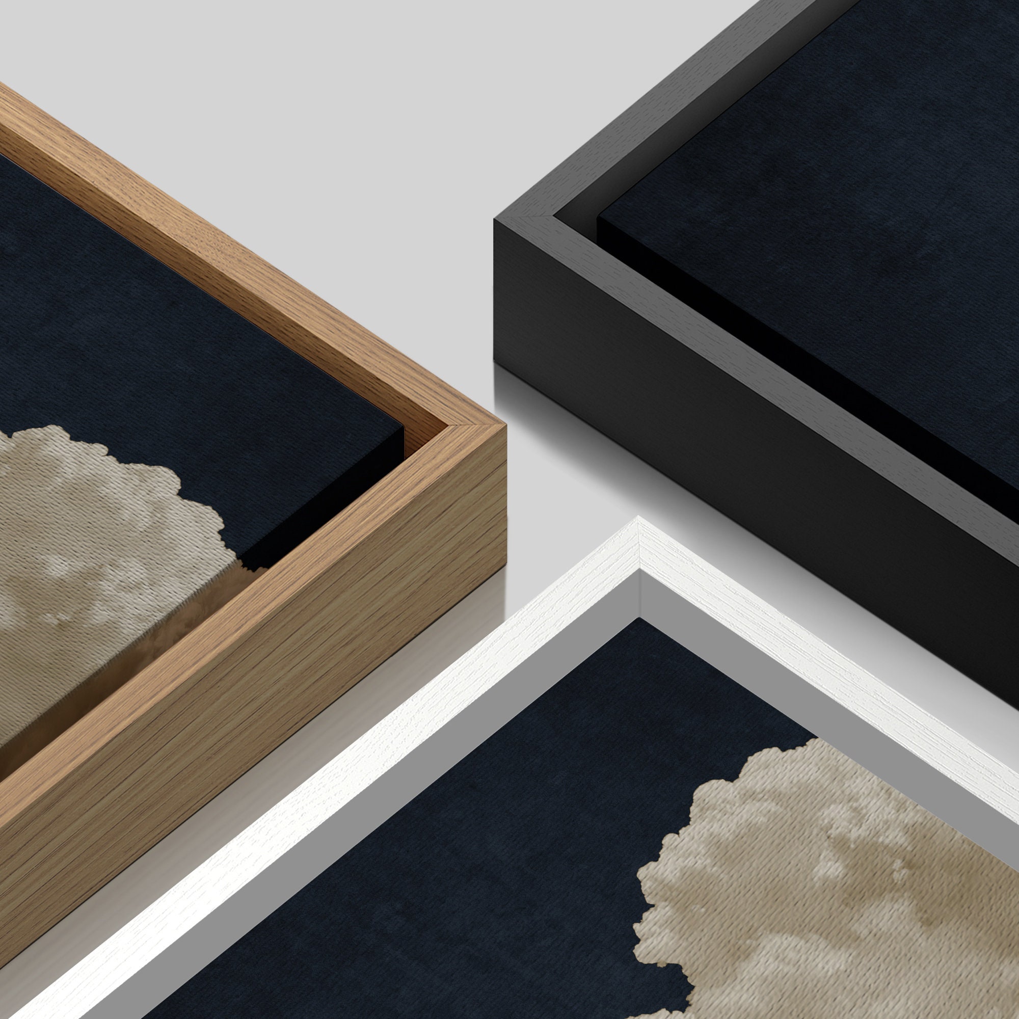 Framed Canvas Wall Art, Navy Blue Cloud Art Print, Cloud Wall Art ...