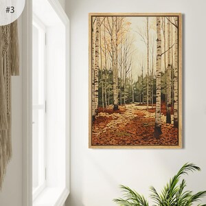 Framed Canvas Wall Art Set of 3 Birch Tree Forest Nature Landscape ...