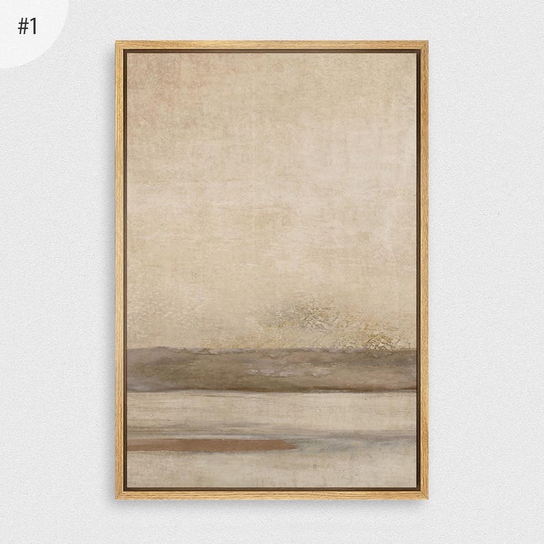Framed Neutral Abstract Landscape Wall Art Set of 2, Minimal Horizon ...