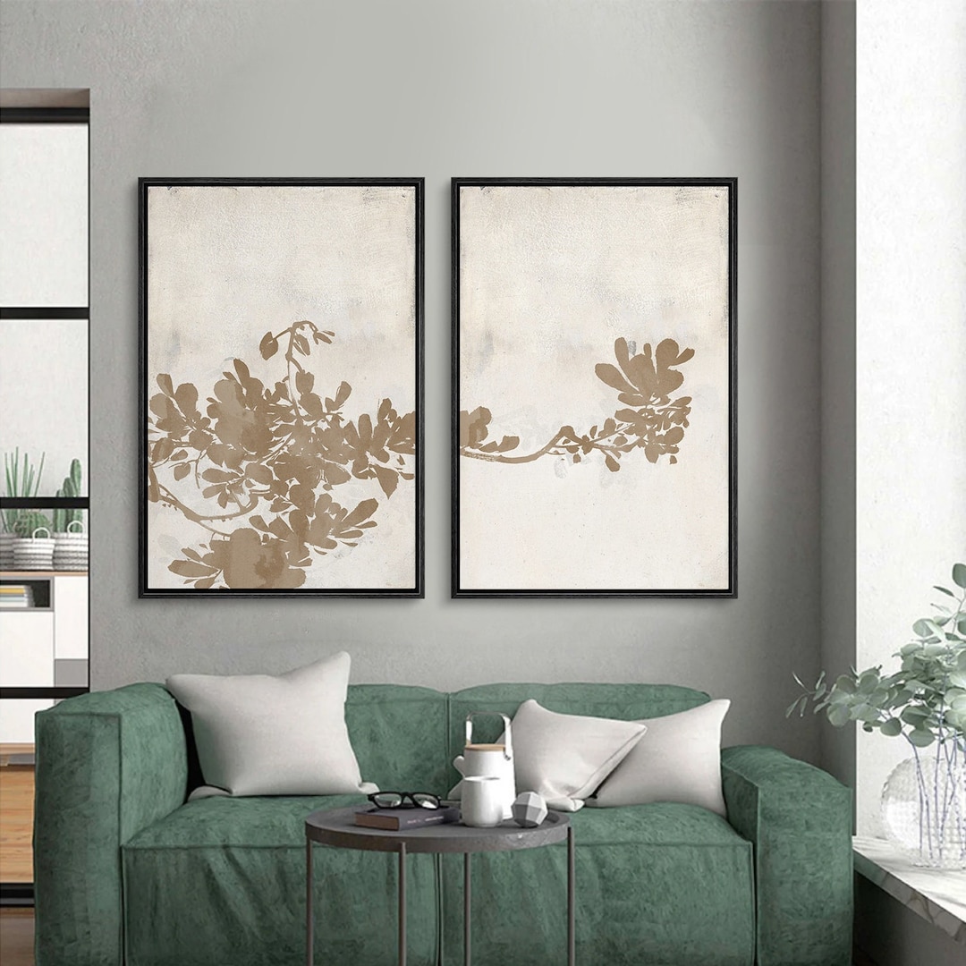 2 Piece Framed Canvas Wall Art Abstract Minimalist Wall Art - Etsy