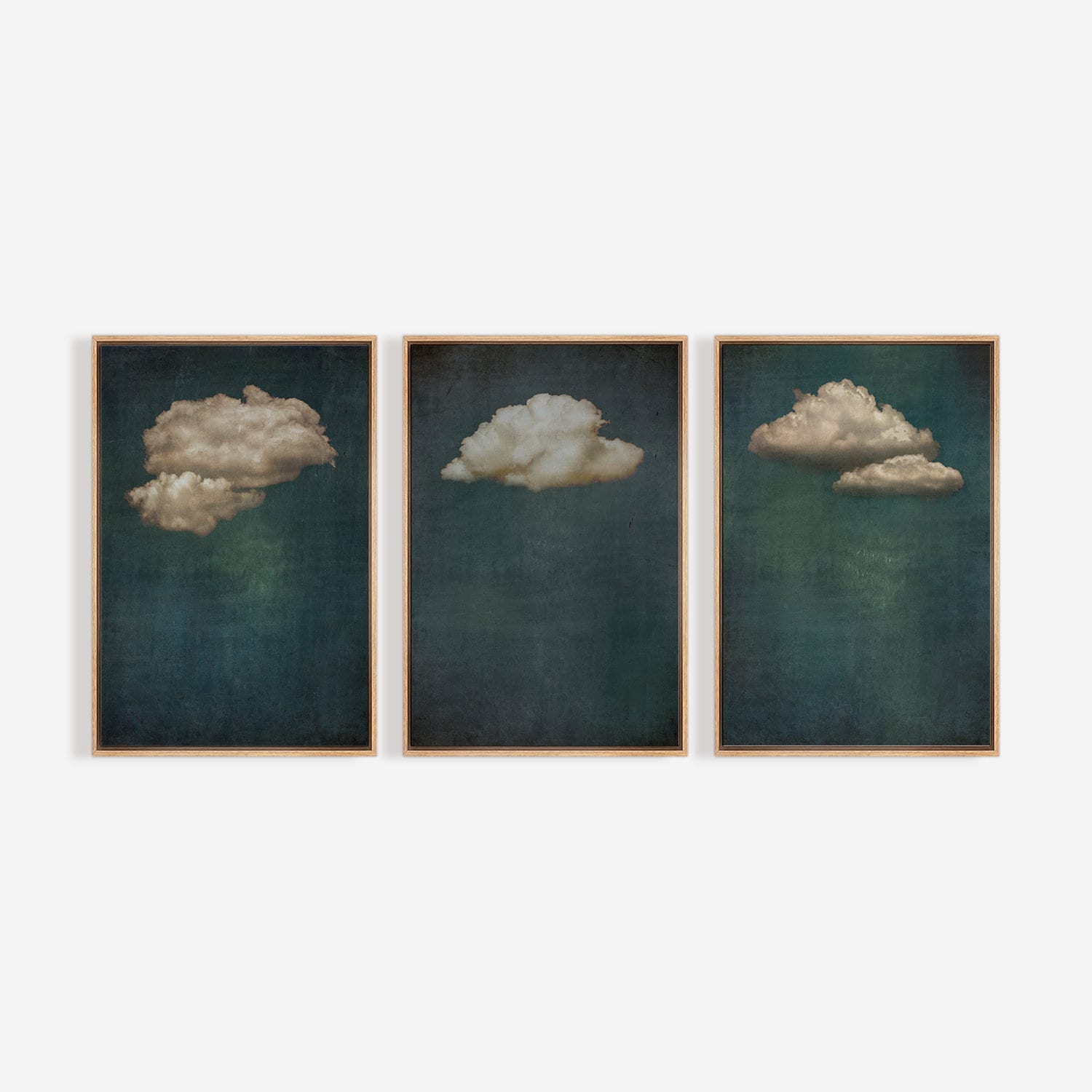 Framed Canvas Wall Art Set of 3 Cloud Print Abstract Cloudy Sky Art ...