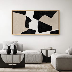 Large Modern Abstract Painting Print, Framed Canvas Abstract Wall Art, Horizontal Contemporary Wall Art, Oversize Neutral Wall Decor