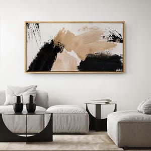 Large Modern Abstract Painting Print, Framed Canvas Abstract Wall Art, Horizontal Contemporary Wall Art, Oversize Neutral Wall Decor