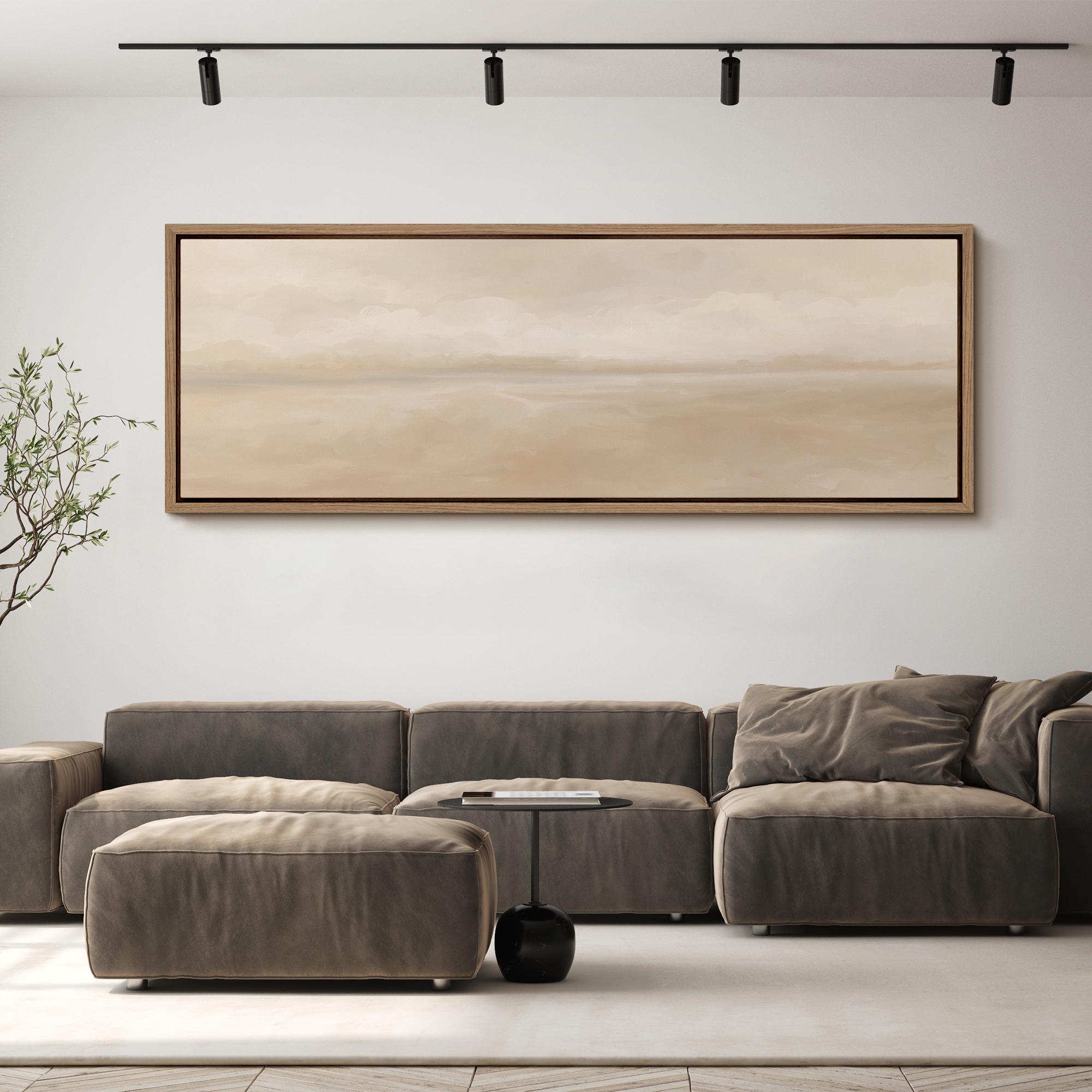 Neutral Beige Horizon Wall Art - Large Framed Minimalist Abstract ...