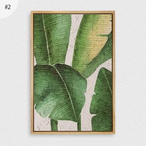 Framed Canvas Wall Art Set 2, Tropical Banana Leaf Prints, Minimalist ...