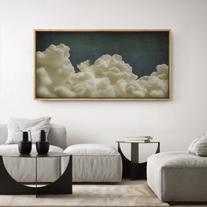 Large Wall Art, Cloud Art Print, Abstract Cloud Wall Art, Horizontal Art Prints, Vintage Framed Wall Art, Oversized Panoramic Wall Decor