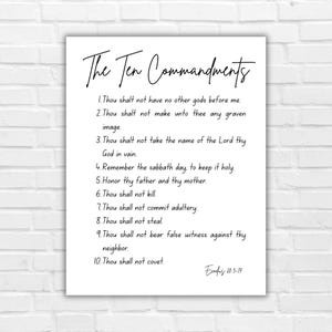 The 10 Commandments Wall Art, Exodus 20 Printable, Christian Bible Verse, Scripture, Sunday School Printable, Instant Digital Download