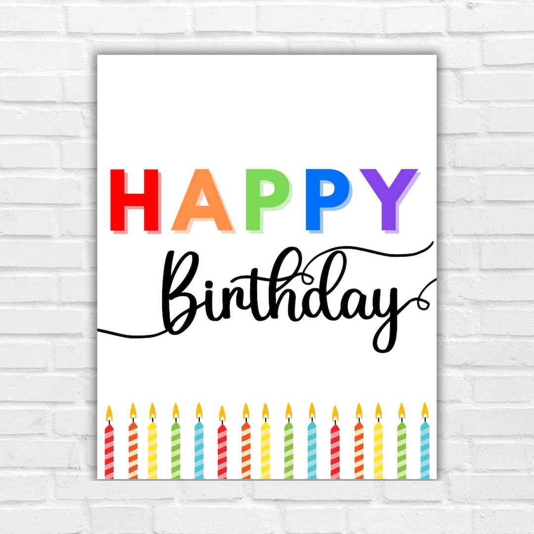 Happy Birthday Sign Rainbow Birthday Printable Digital Birthday Sign