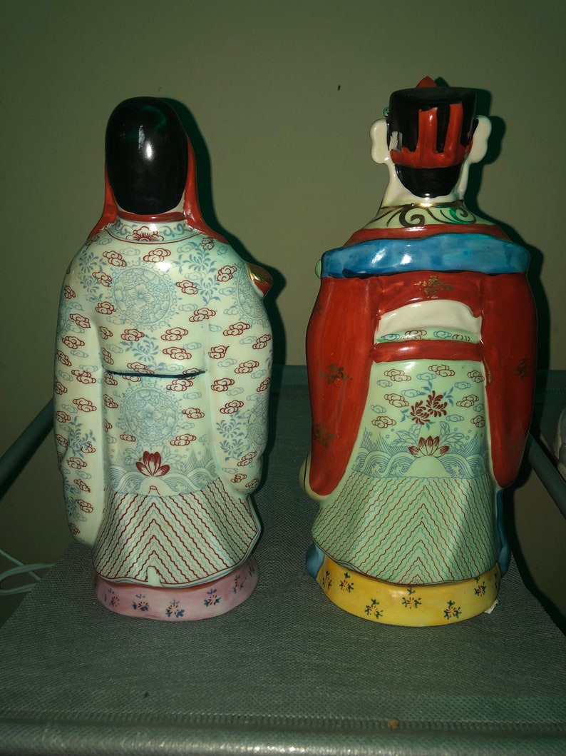 Vintage Sculptures Two China Male Figures High Gloss Etsy