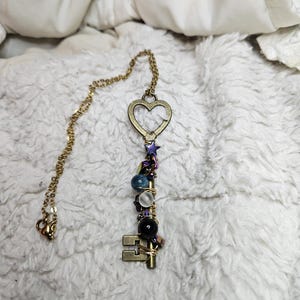 Bedazzled Heart Key Necklace