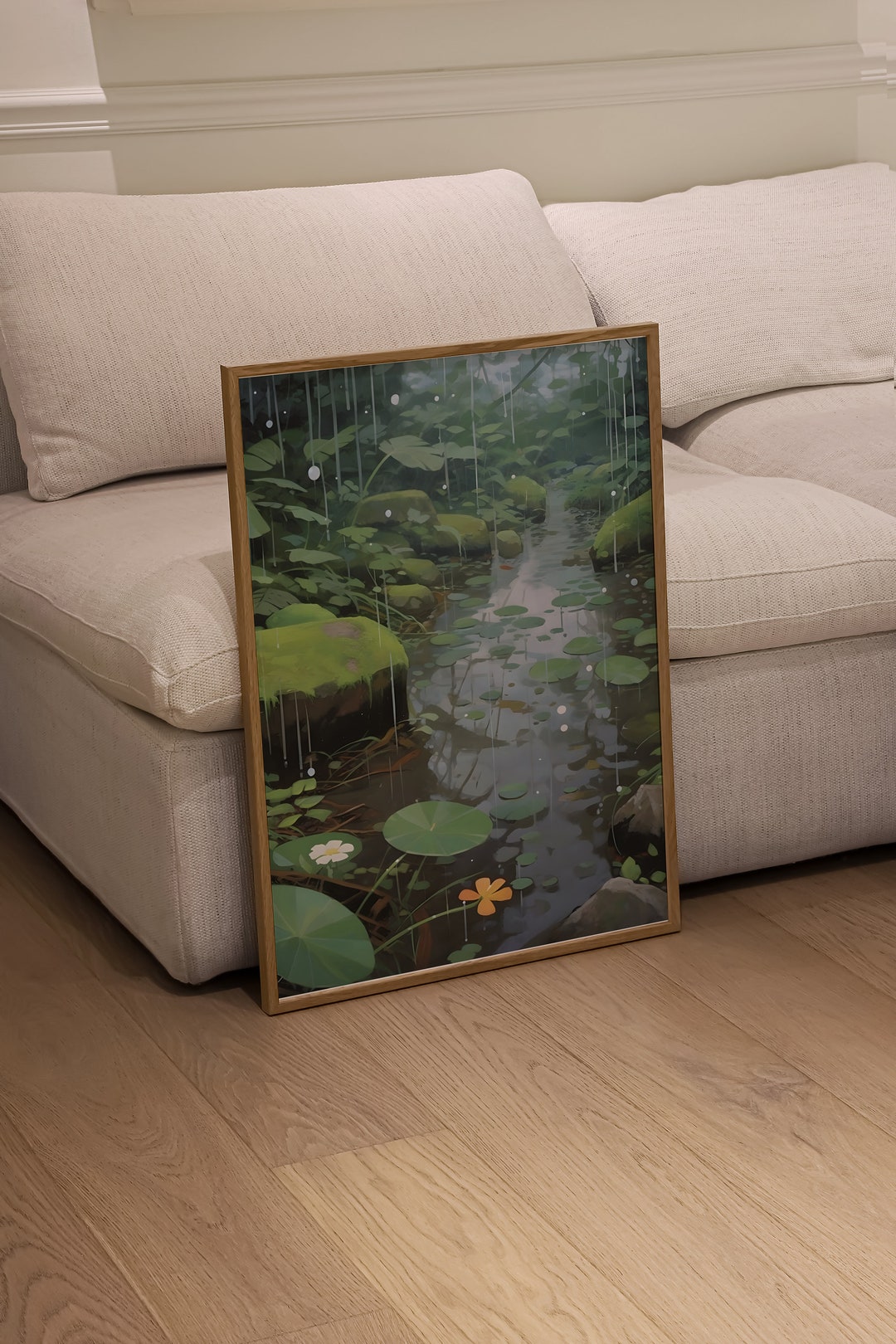 Rain Drops Studio Ghibli Inspired Poster Print, Cozy & Vintage Anime ...