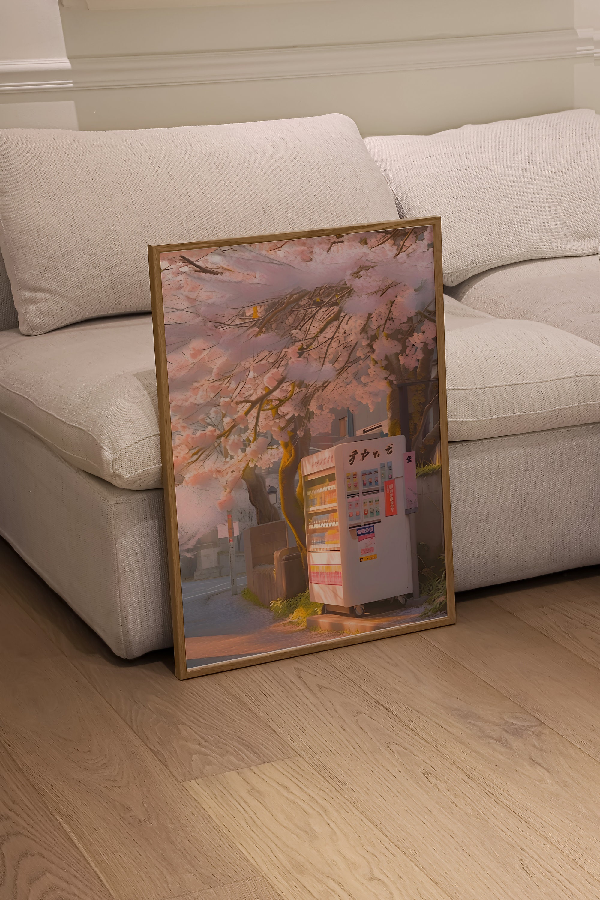 Cherry Blossom Vending Machine Anime Inspired Art Print, Digital Painting Poster, Japanese Sakura Tree, Printable Wall Art for Home Decor