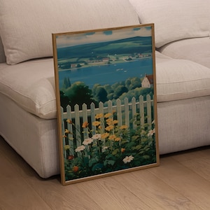 Impresión de arte inspirada en Dreamy Lake Studio Ghibli, póster imprimible en estilo de arte anime vintage, arte de pared de paisaje de película/película para decoración del hogar