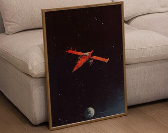 Retro Sci Fi Art Print Space Ship Poster, Vintage Science Fiction, Retro Film/Movie Art, Printable Vintage Posters for Gifts & Home Decor