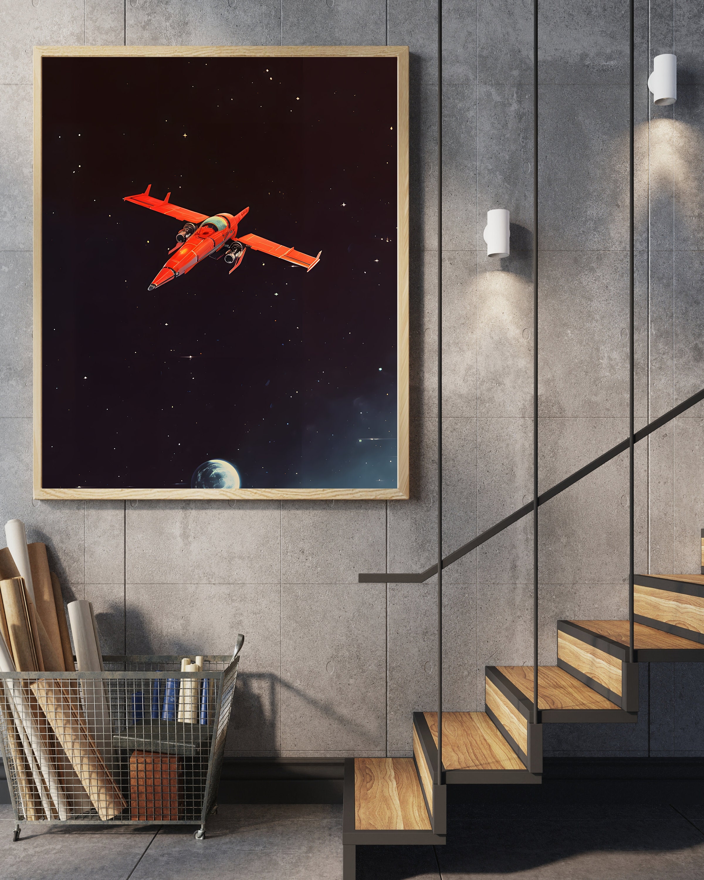 Retro Sci Fi Art Print Space Ship Poster Vintage Science - Etsy