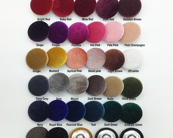 6 PCs bridal bridesmaids prom velvet buttons 32 colors FREE SHIPPING diameter 0.39/0.45/0.49/0.55/0.59/0.71/0.75/0.79/0.91/0.98/1.1 inches