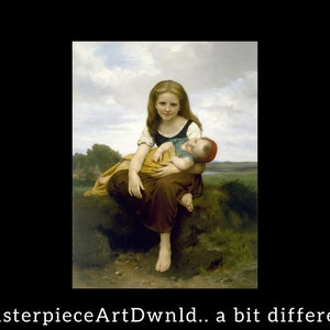 Starsza siostra | William-Adolphe Bouguereau | plakat na płótnie, obrazy ścienne, wydruki cyfrowe