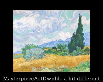 Wheat Field with Cypresses | Vincent van Gogh | canvas wall art painting poster digital prints