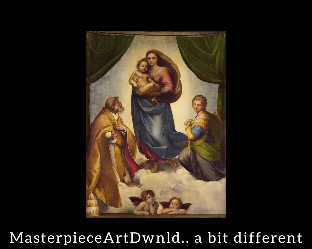Sistine Madonna | Raphael | Canvas Wall Art Painting Poster Digital ...