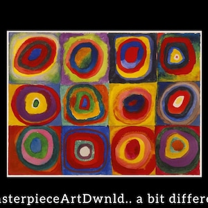 Colour Study. Squares With Concentric Circles | Wassily Kandinsky | canvas wall art painting poster digital prints