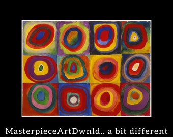 Colour Study. Squares With Concentric Circles | Wassily Kandinsky | canvas wall art painting poster digital prints