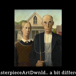 American Gothic | Grant Wood | canvas wall art painting poster digital prints
