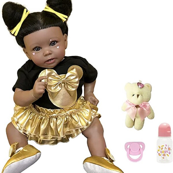 BABESIDE Reborn Babypop Zwart - Realistische Babypop Meisje met Haar