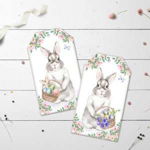 8 Etiquetas de regalo y cinta de Easter Bunny Egg Hunt