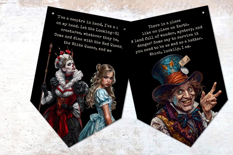 Hatter Text Alice in Wonderland Character Party Bunting With Quotes - Etsy