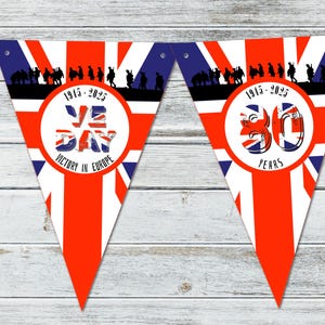 VE Day 80 Years Union Jack Celebration &#39;Victory in Europe&#39; Bunting Decoration